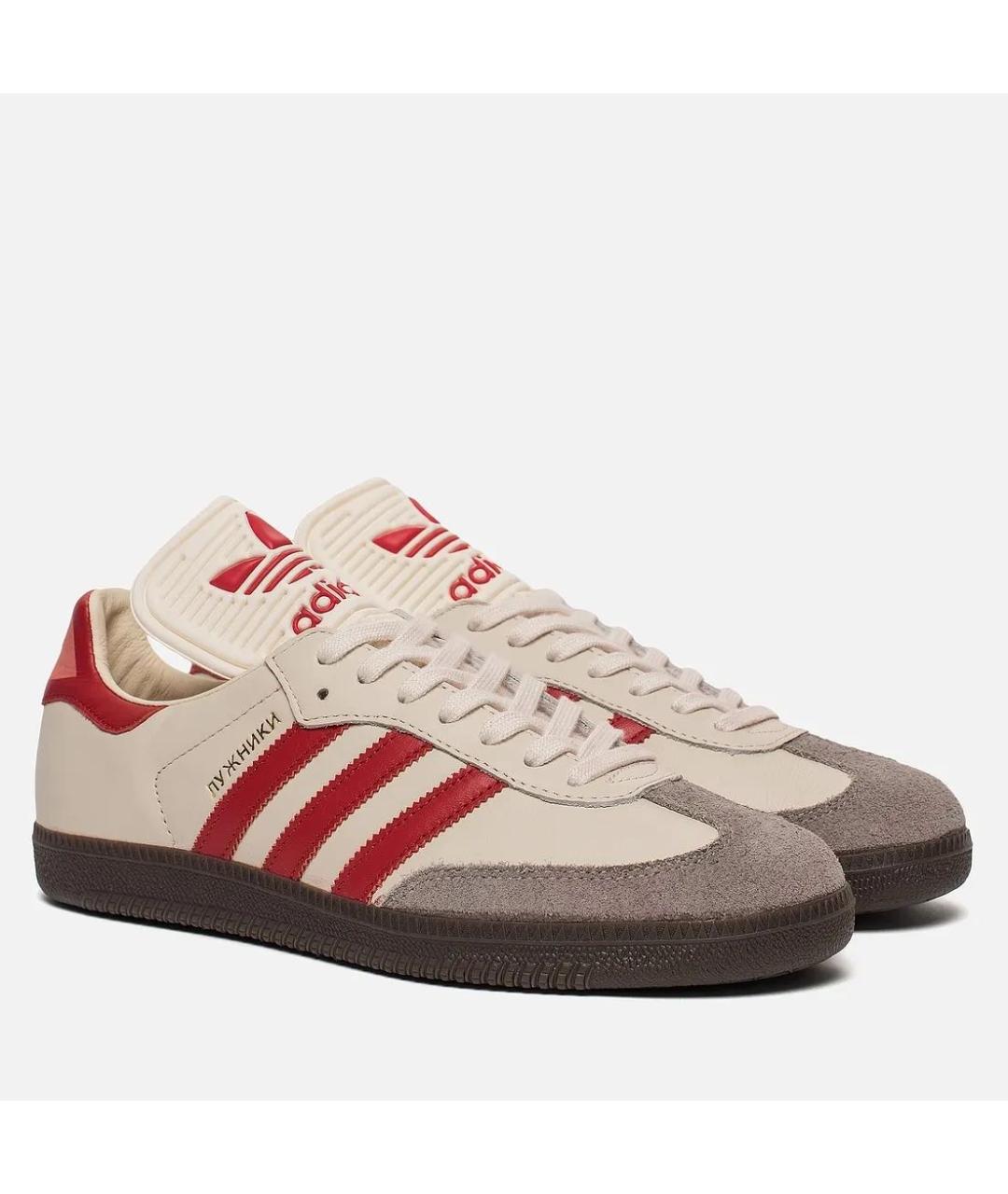 ADIDAS Бежевые кожаные низкие кроссовки / кеды, фото 2