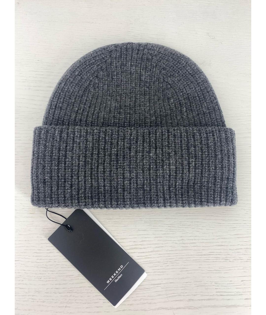 WEEKEND MAX MARA Серая шерстяная шапка, фото 2