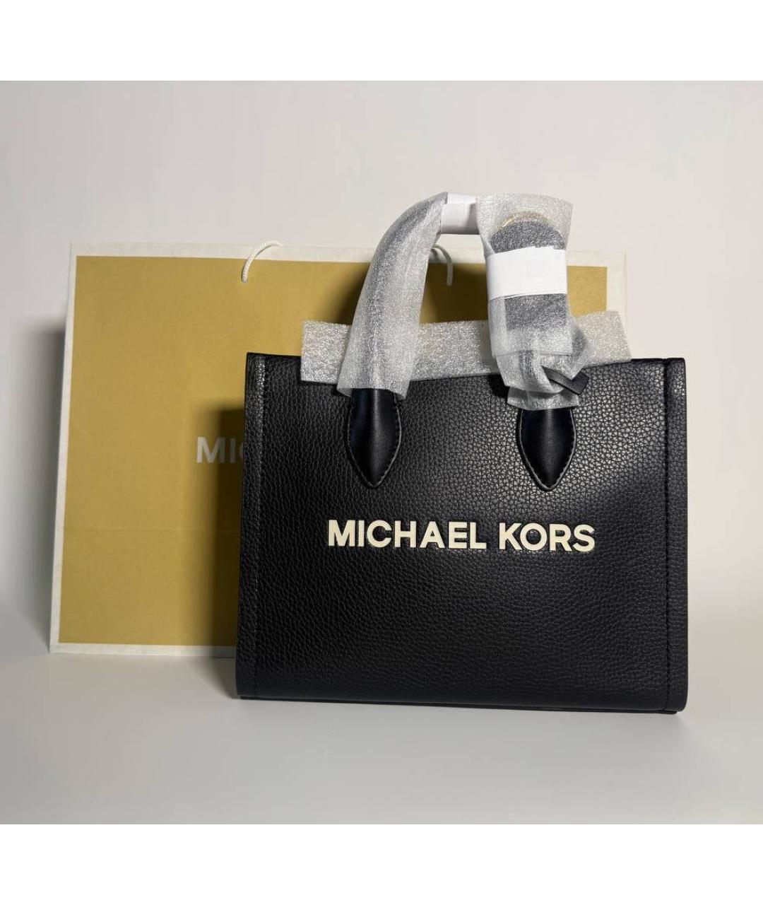 MICHAEL KORS Черная кожаная сумка тоут, фото 2