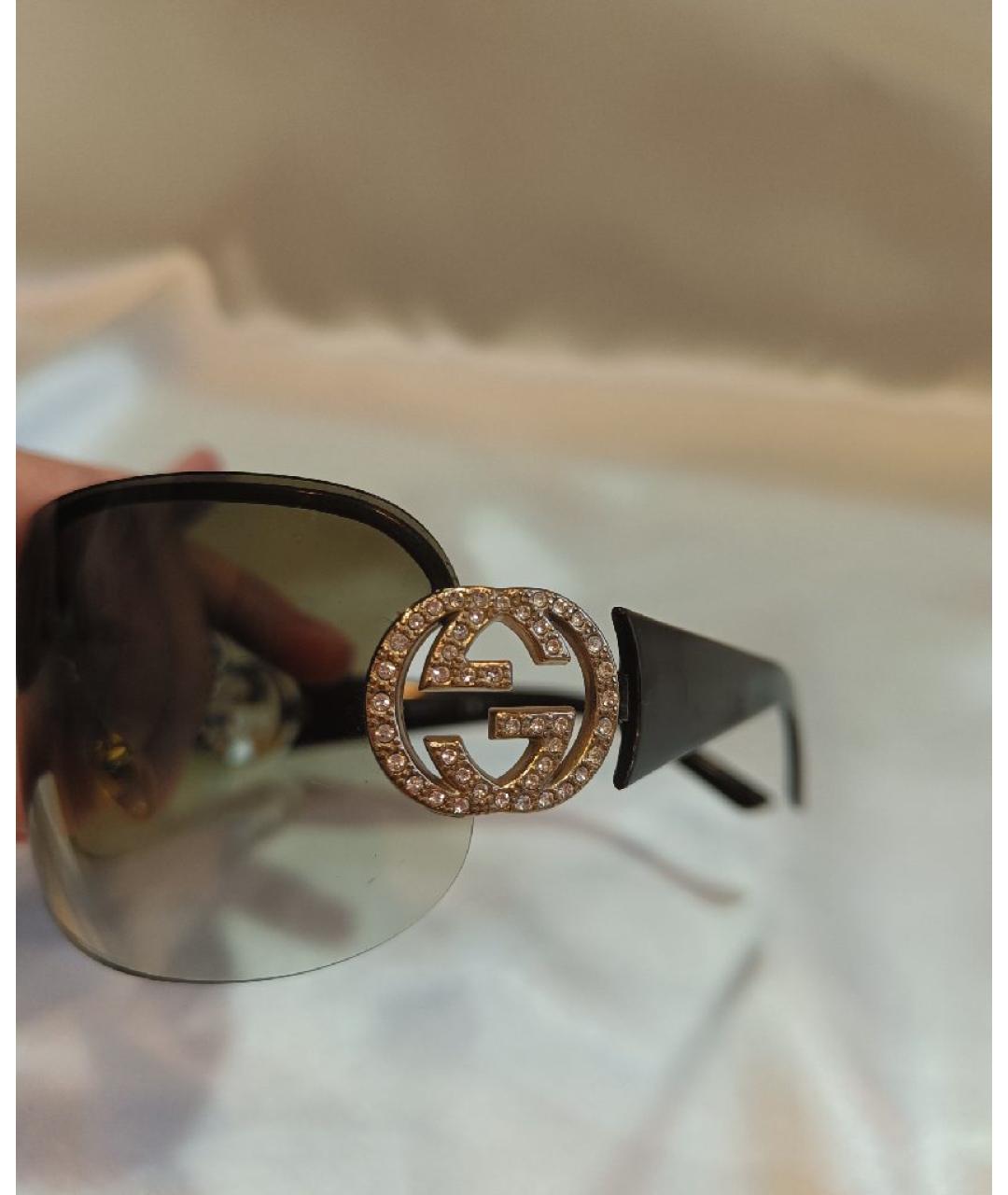 GUCCI Коричневые пластиковые солнцезащитные очки, фото 3