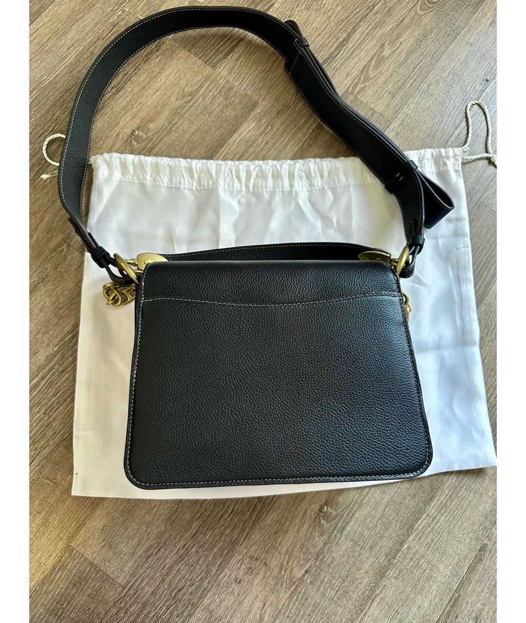 COACH Коричневая кожаная сумка с короткими ручками, фото 4