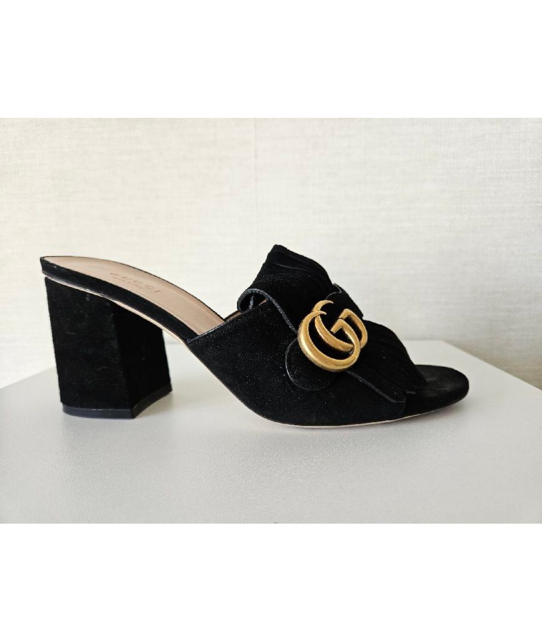 GUCCI Черные замшевые мюли, фото 7