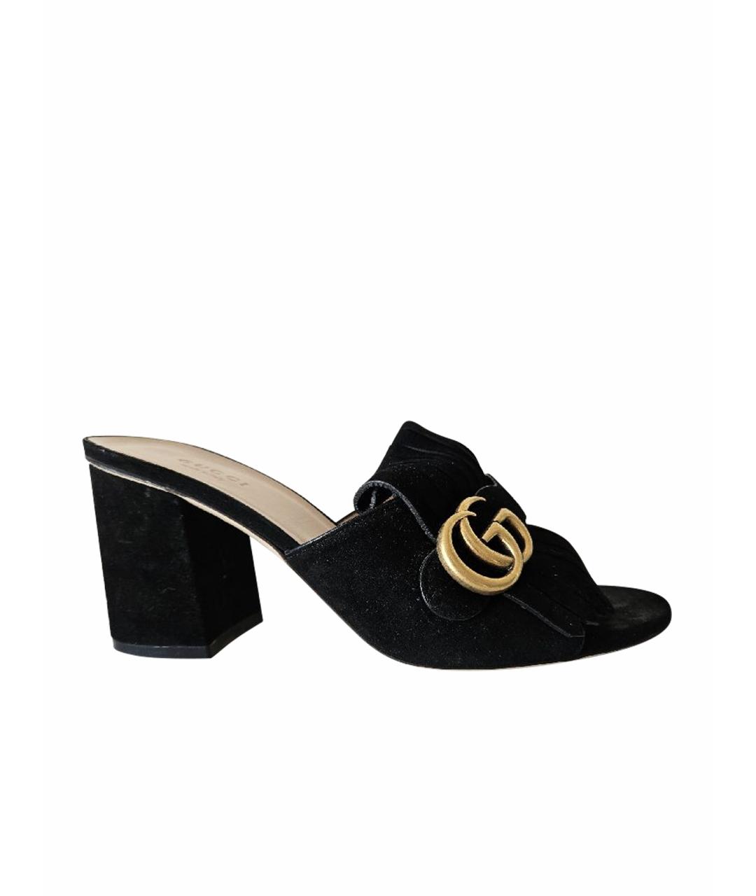 GUCCI Черные замшевые мюли, фото 1