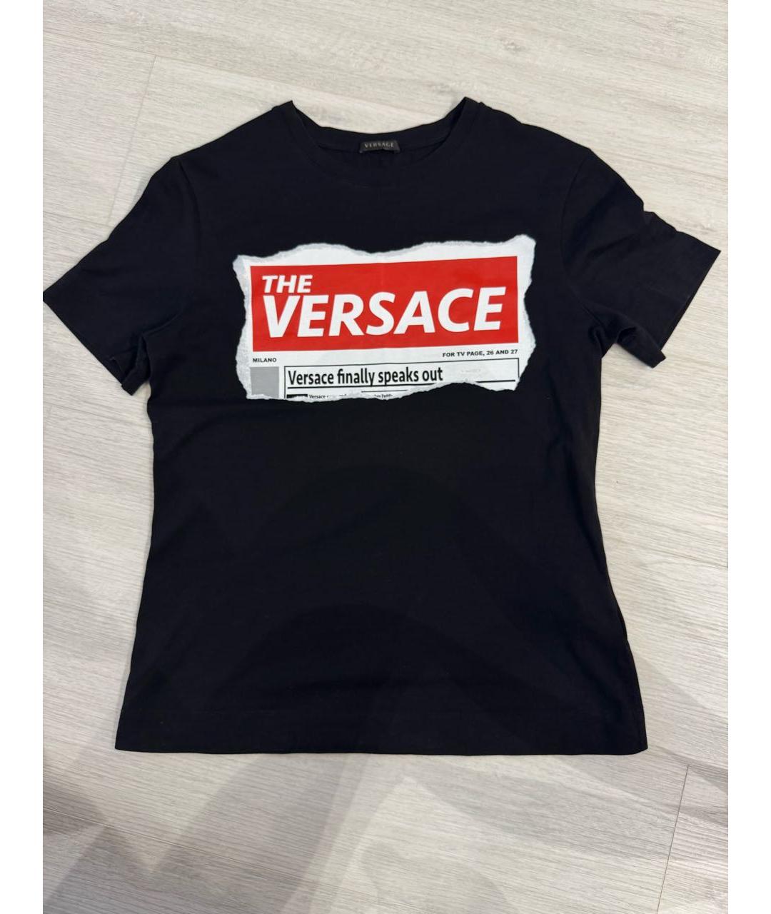 VERSACE Черная хлопковая футболка, фото 3