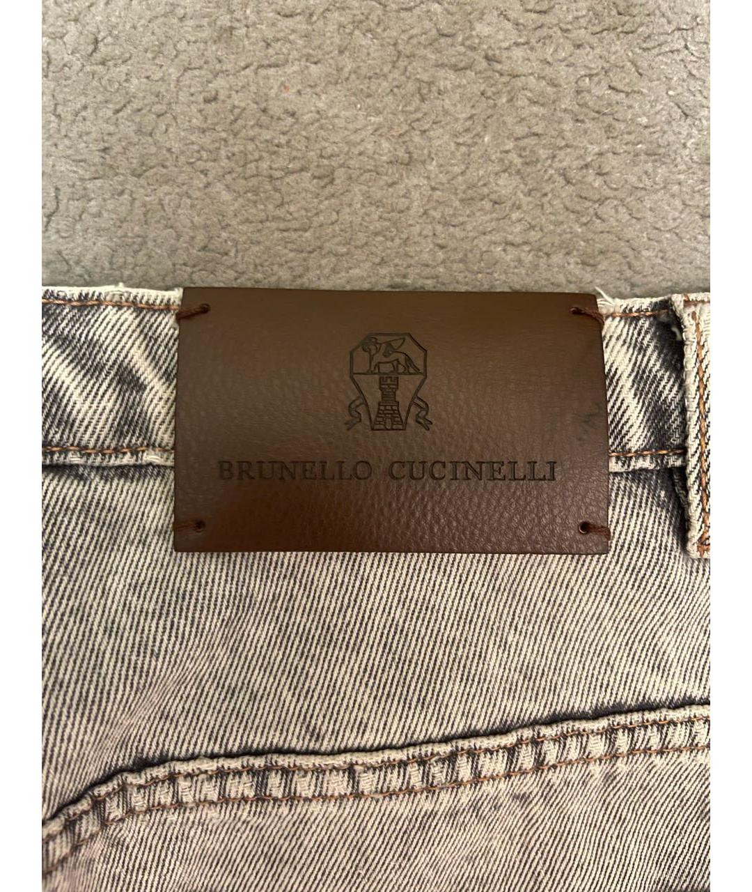 BRUNELLO CUCINELLI Серые хлопковые прямые джинсы, фото 4