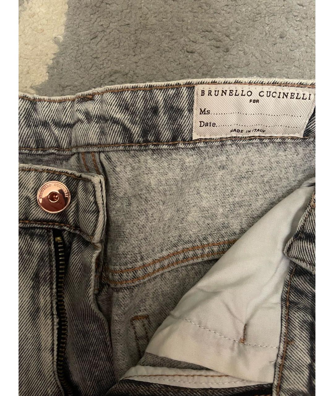 BRUNELLO CUCINELLI Серые хлопковые прямые джинсы, фото 3