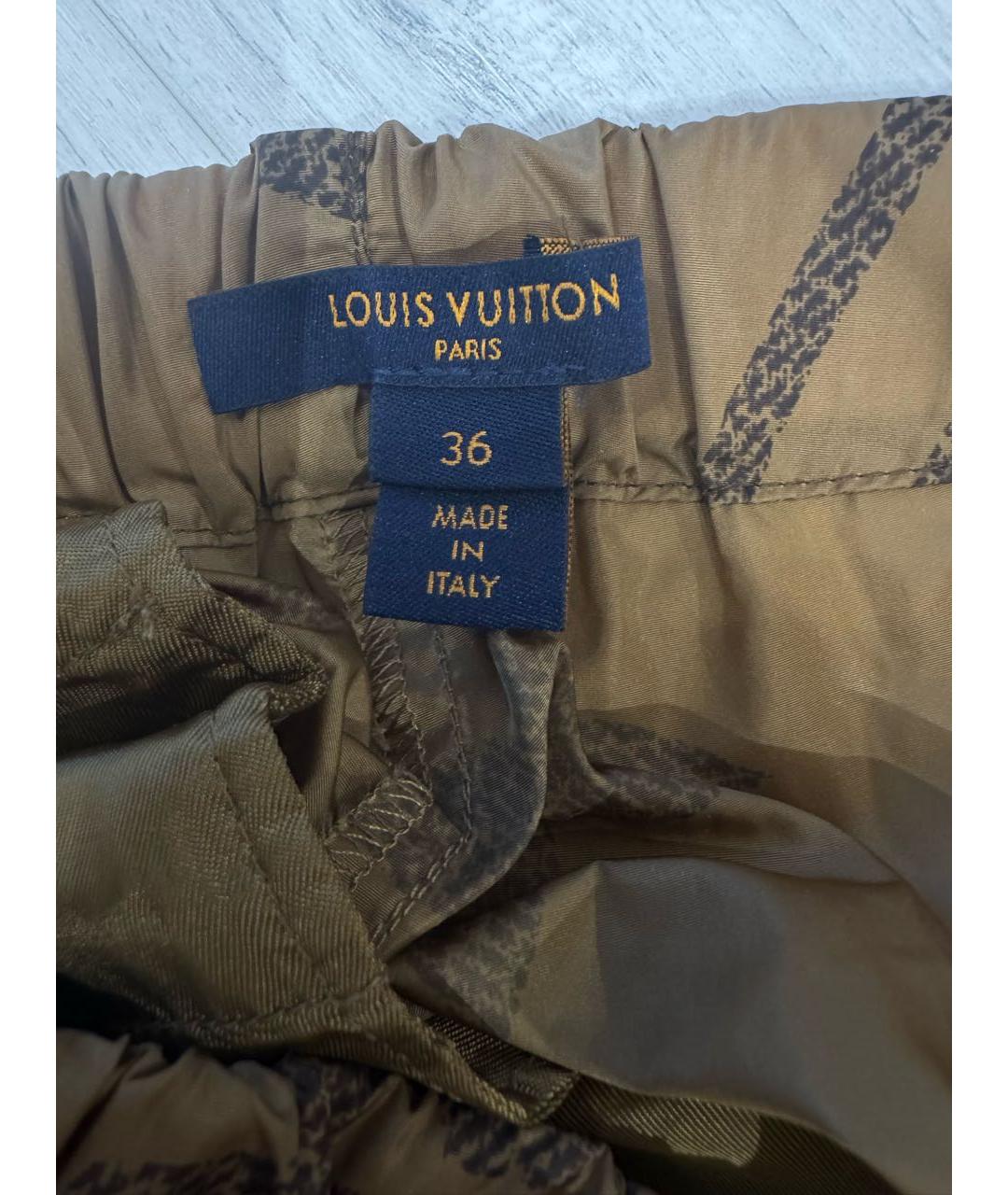 LOUIS VUITTON Коричневые полиамидовые брюки широкие, фото 3
