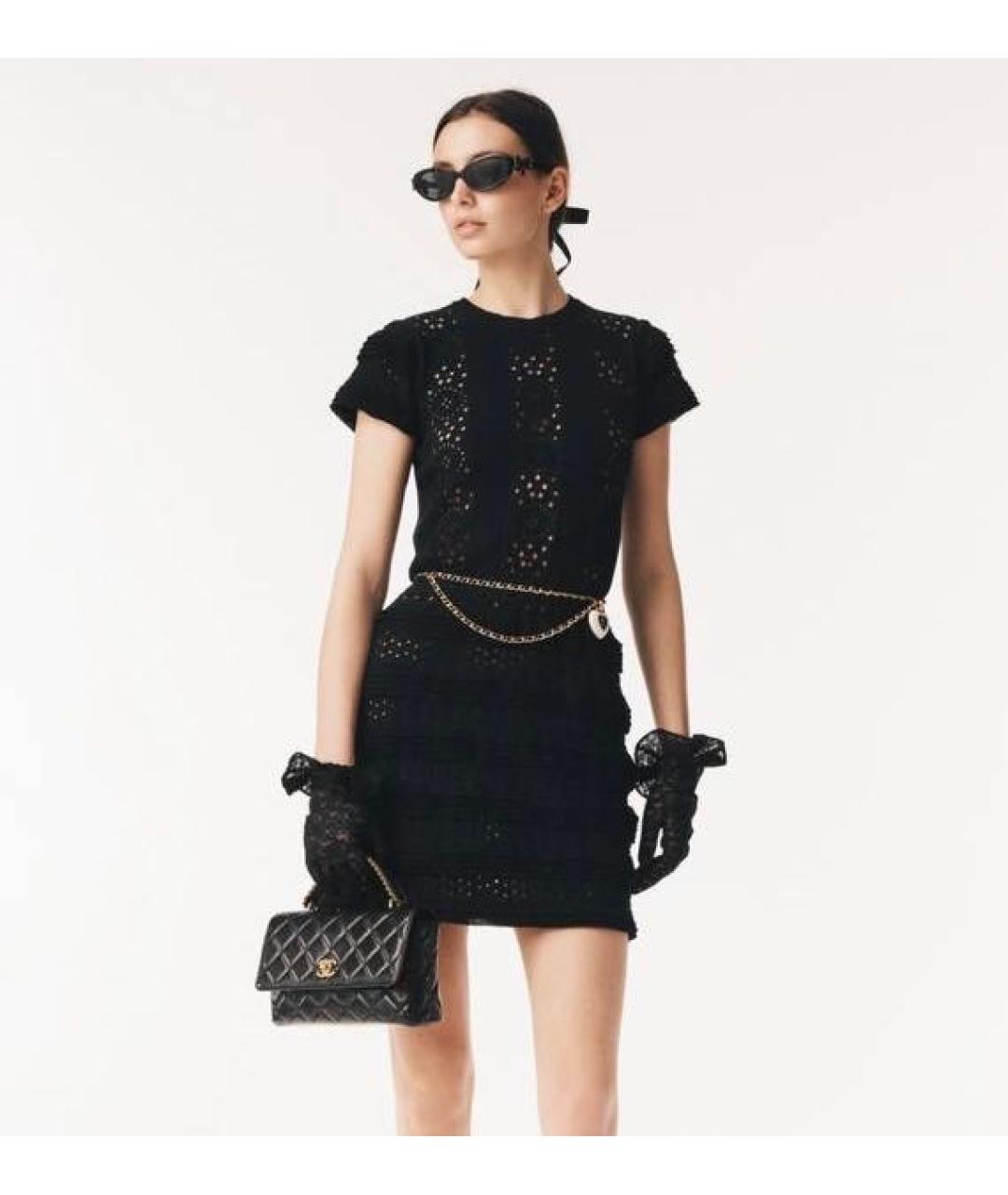 CHANEL Черное хлопковое коктейльное платье, фото 2
