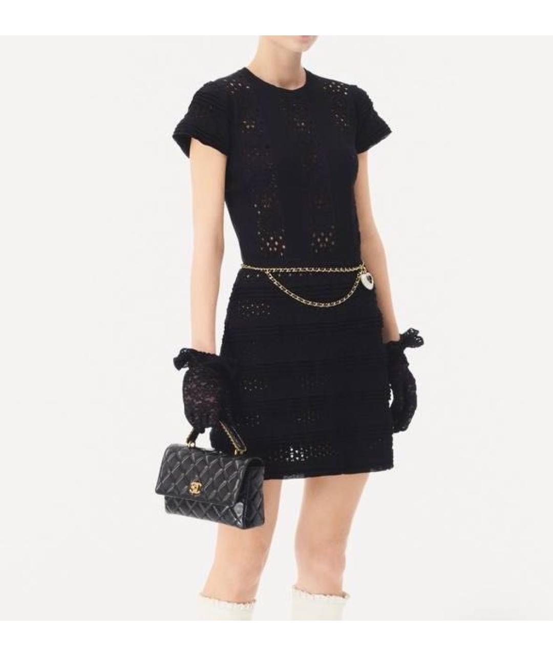 CHANEL Черное хлопковое коктейльное платье, фото 4
