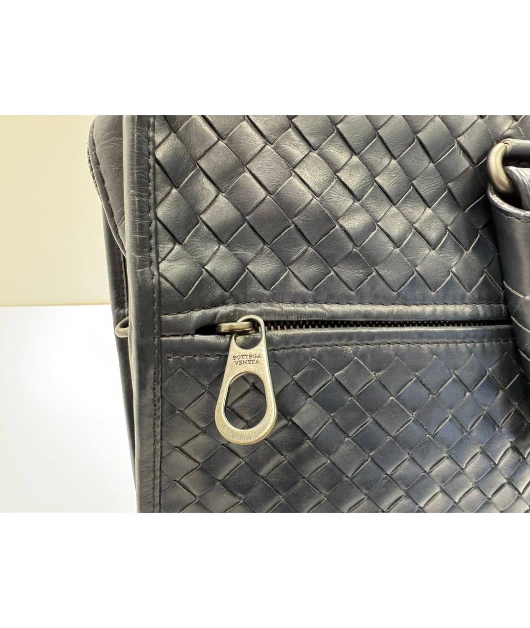 BOTTEGA VENETA Темно-синий кожаный портфель, фото 8