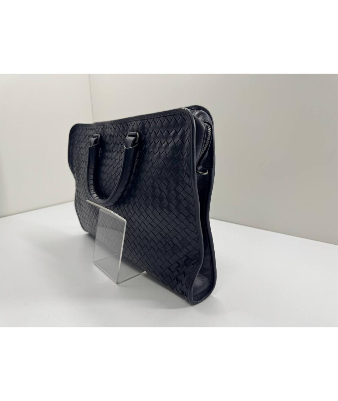 BOTTEGA VENETA Темно-синий кожаный портфель, фото 3