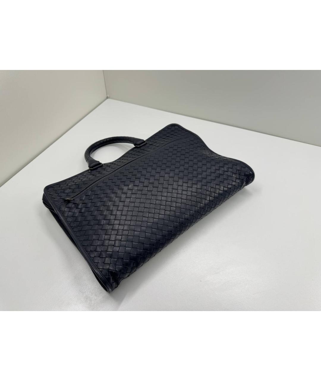 BOTTEGA VENETA Темно-синий кожаный портфель, фото 5