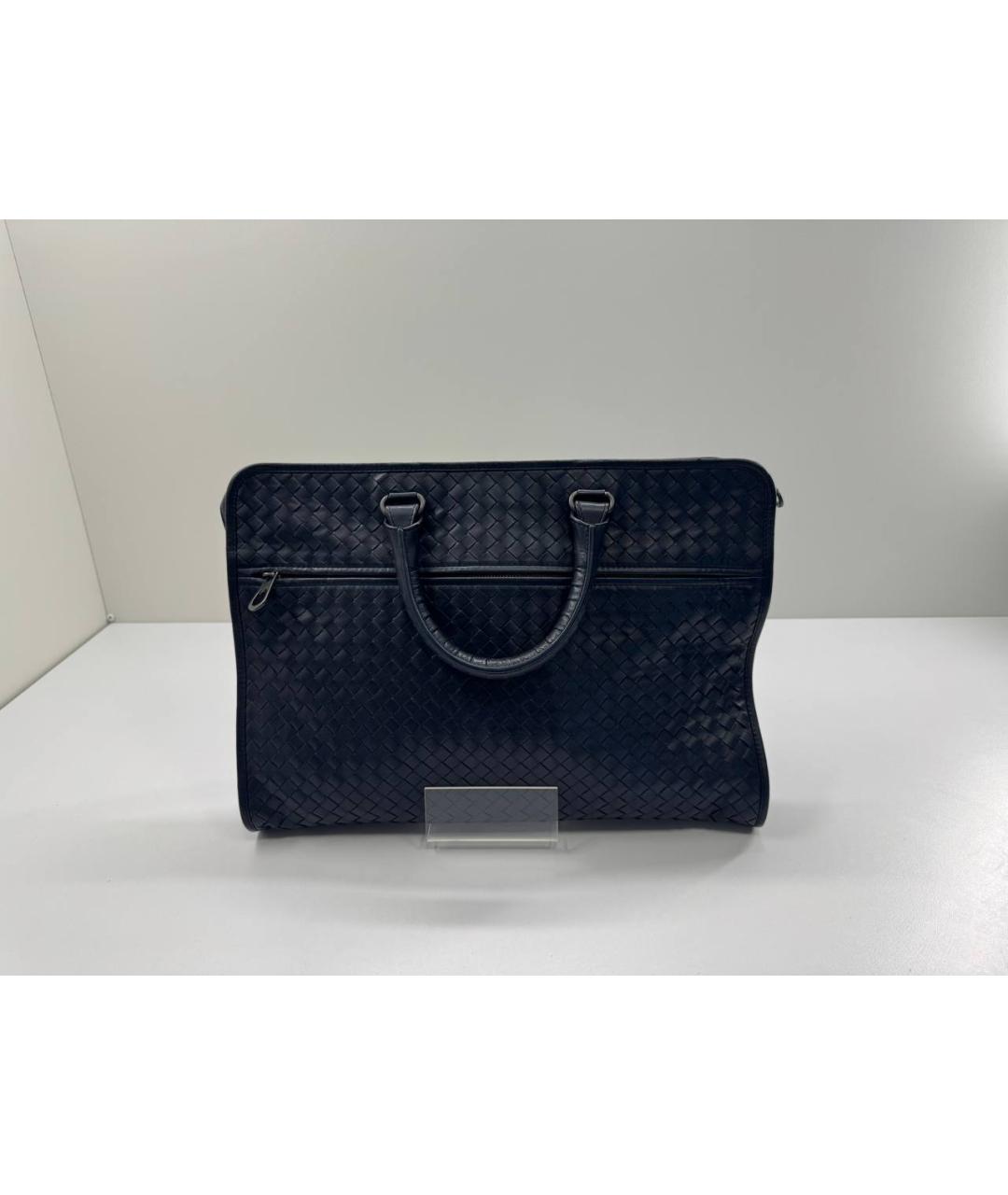BOTTEGA VENETA Темно-синий кожаный портфель, фото 10