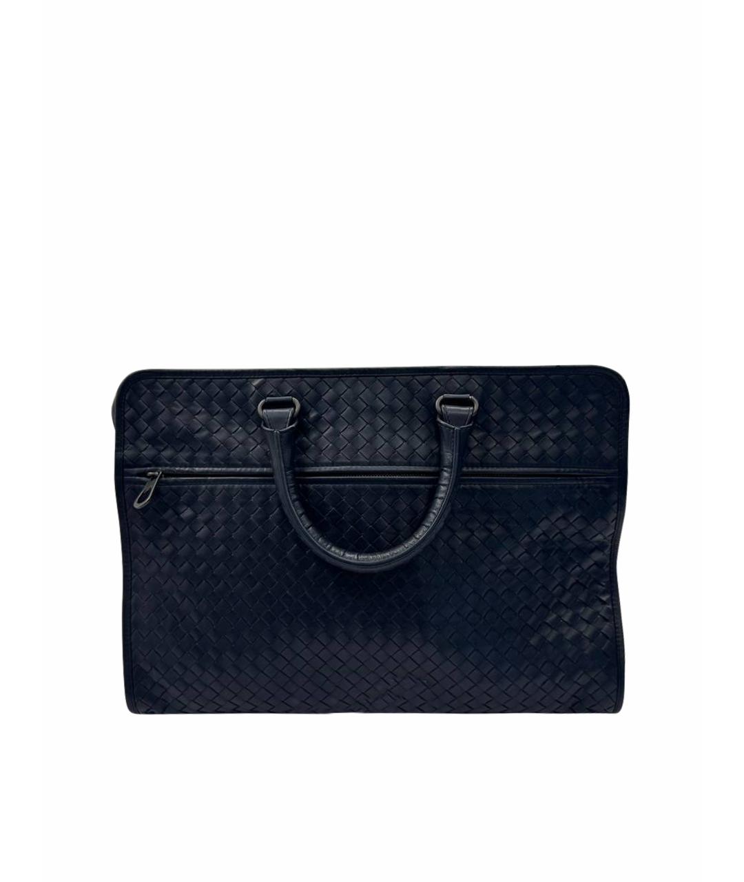 BOTTEGA VENETA Темно-синий кожаный портфель, фото 1