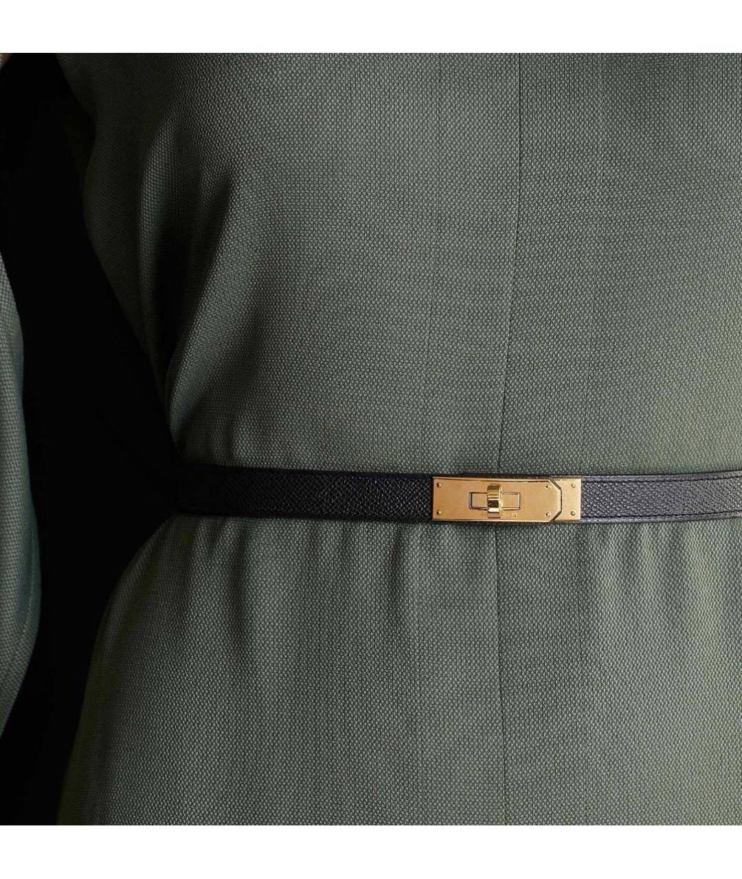 HERMES Темно-синий кожаный ремень, фото 3