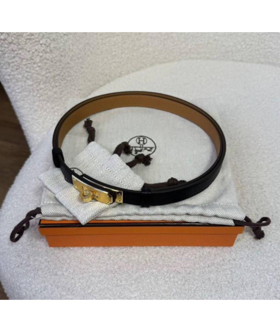 HERMES Темно-синий кожаный ремень, фото 4