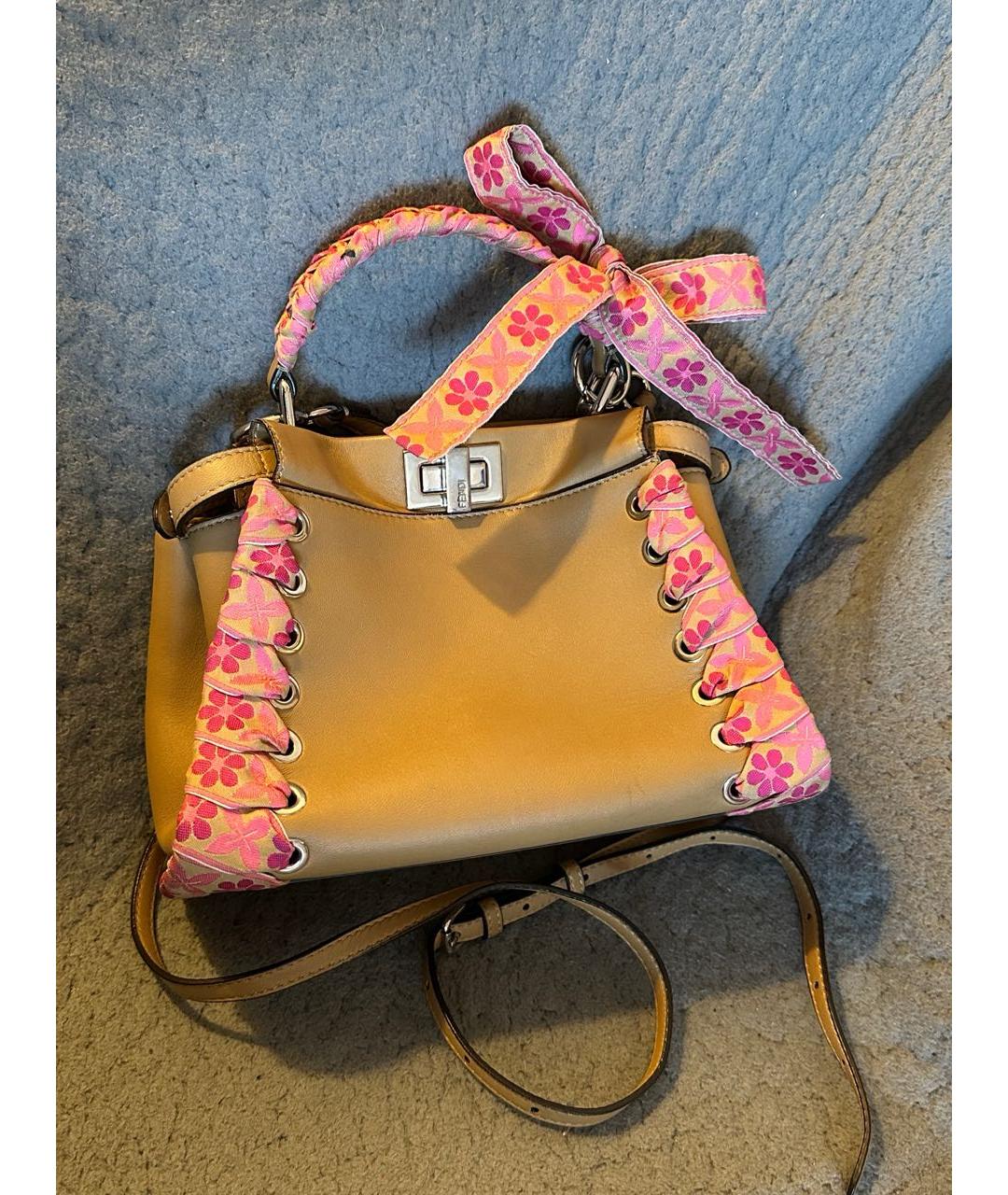 FENDI Бежевая кожаная сумка тоут, фото 9