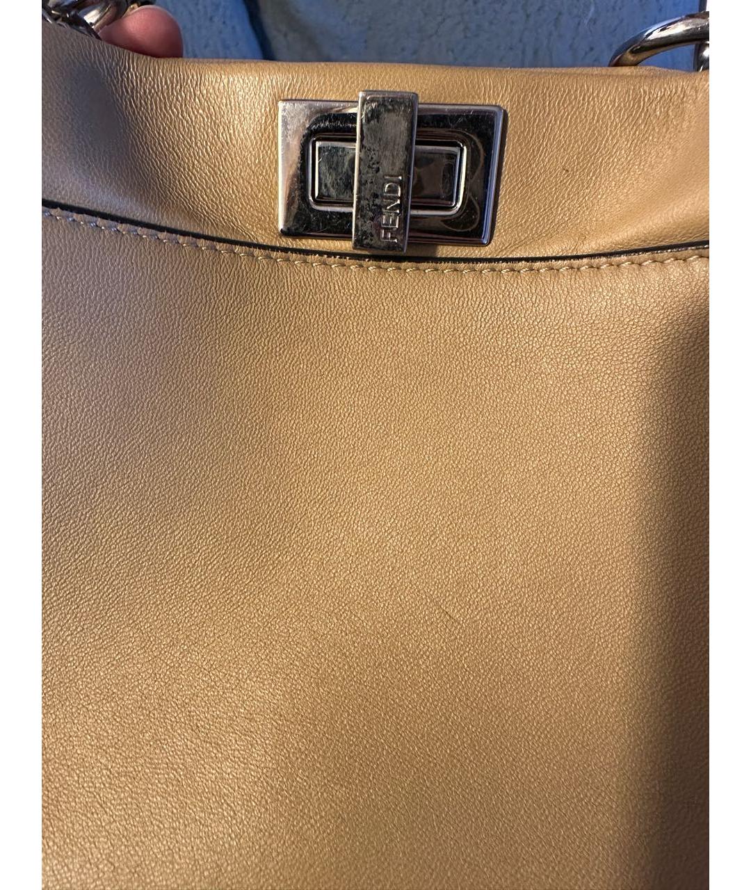 FENDI Бежевая кожаная сумка тоут, фото 6