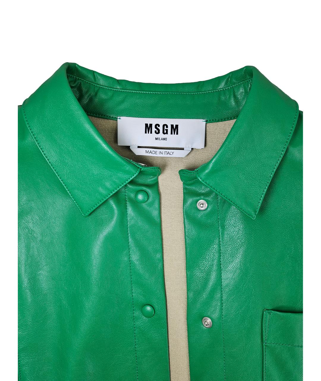 MSGM Зеленая полиуретановая рубашка, фото 5