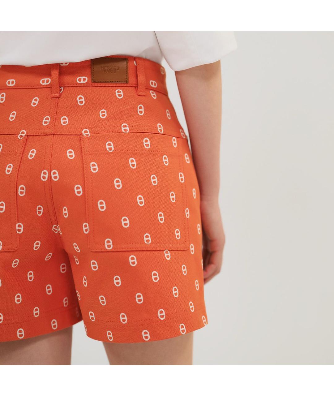 HERMES Оранжевое деним шорты, фото 7