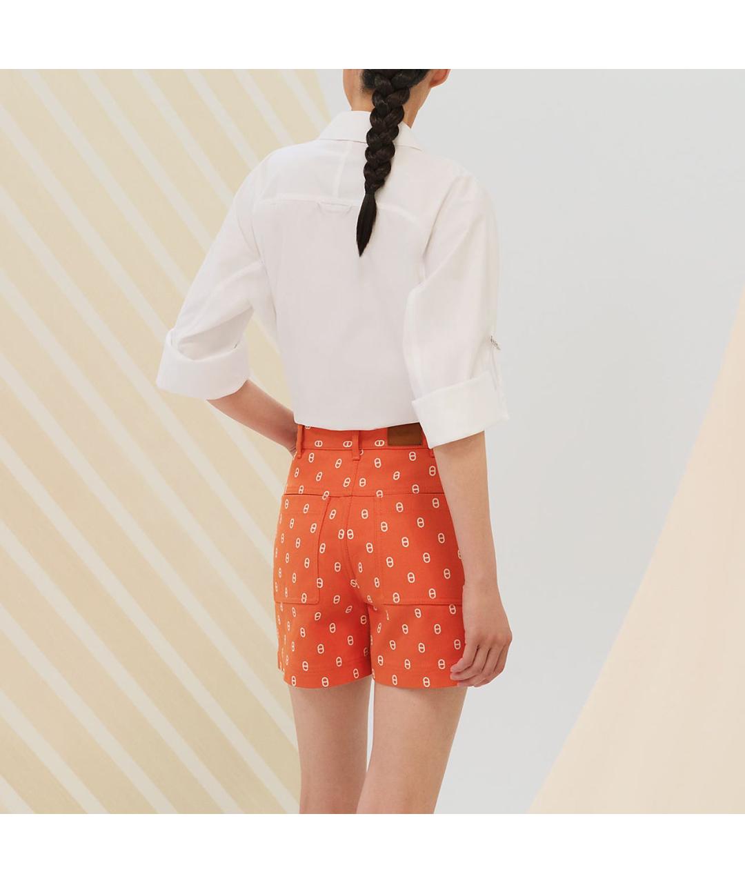 HERMES Оранжевое деним шорты, фото 6