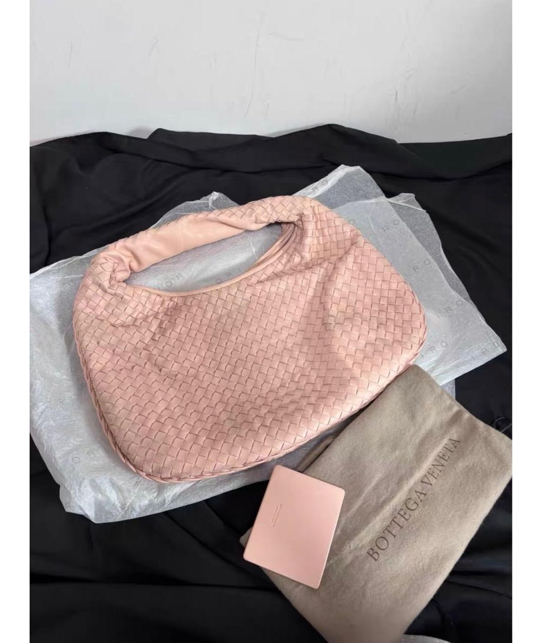 BOTTEGA VENETA Розовая кожаная сумка с короткими ручками, фото 4