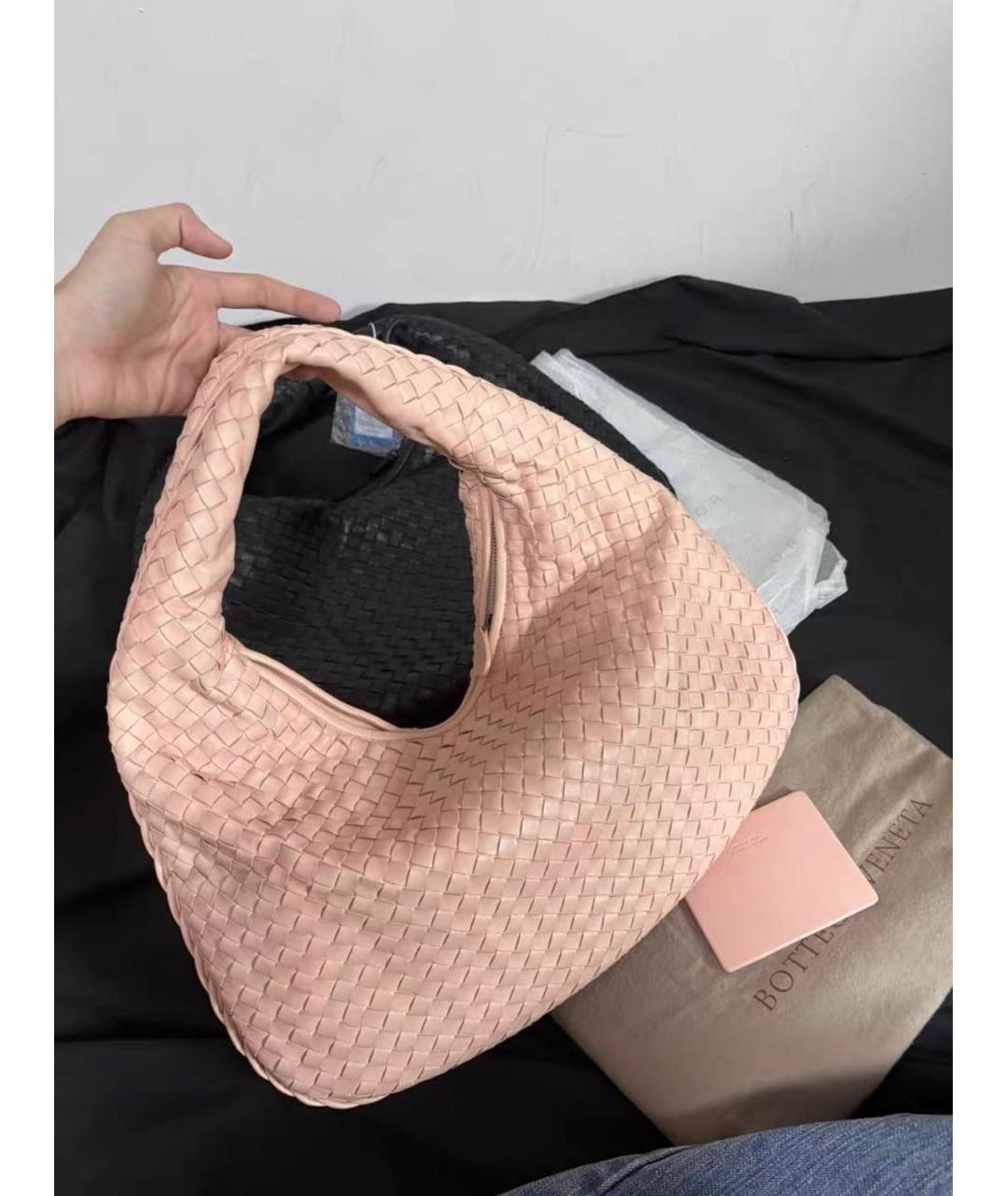 BOTTEGA VENETA Розовая кожаная сумка с короткими ручками, фото 3