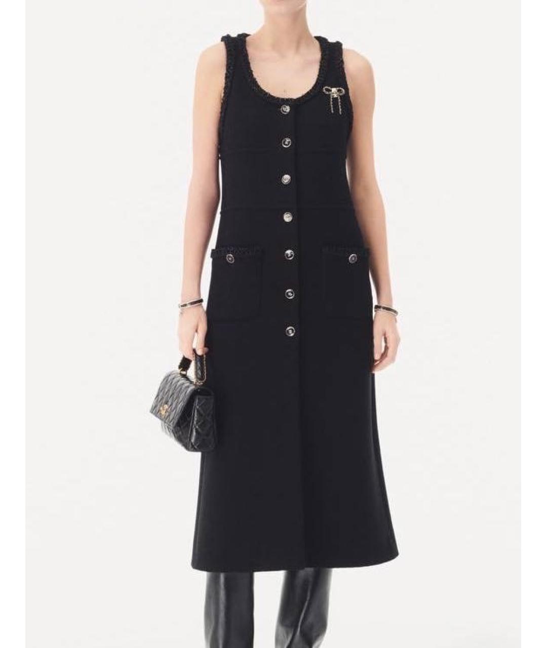 CHANEL Черное твидовое коктейльное платье, фото 4