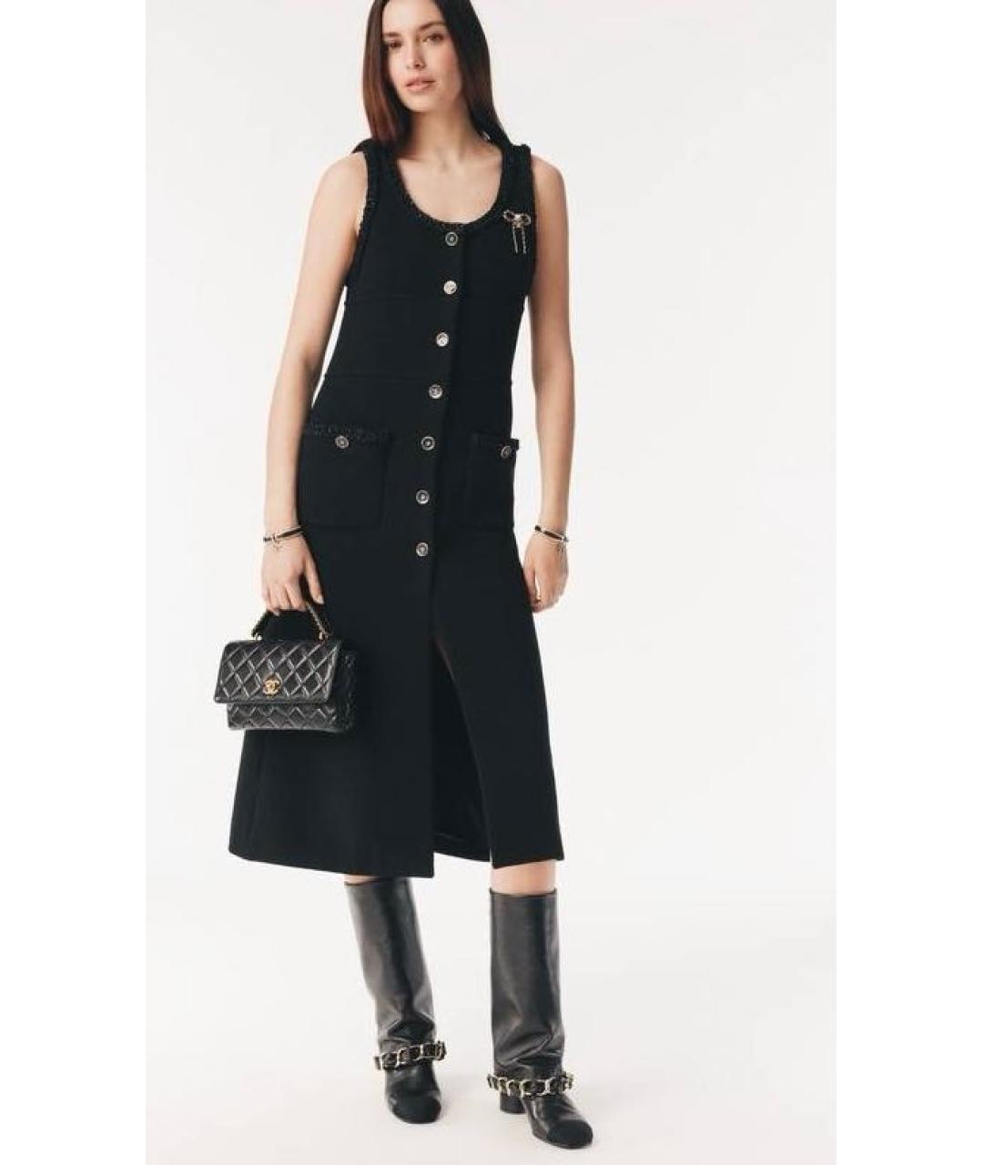 CHANEL Черное твидовое коктейльное платье, фото 2
