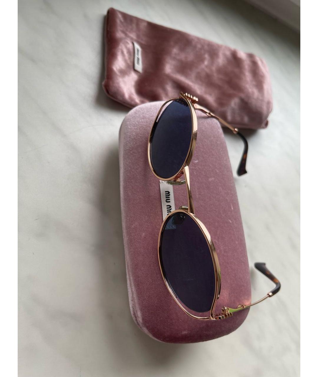 MIU MIU Золотые металлические солнцезащитные очки, фото 2