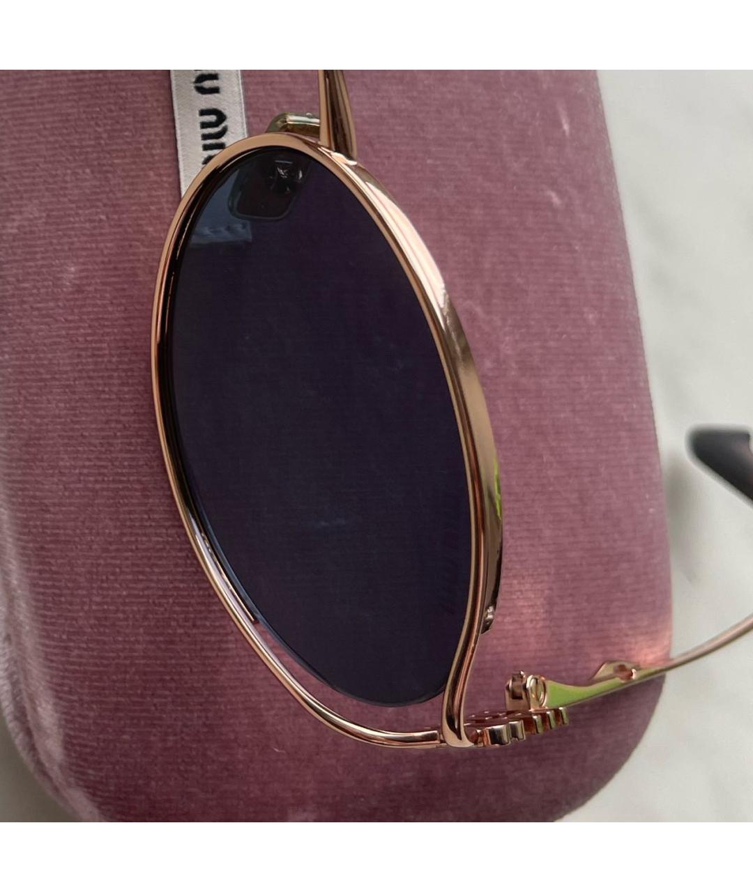 MIU MIU Золотые металлические солнцезащитные очки, фото 3