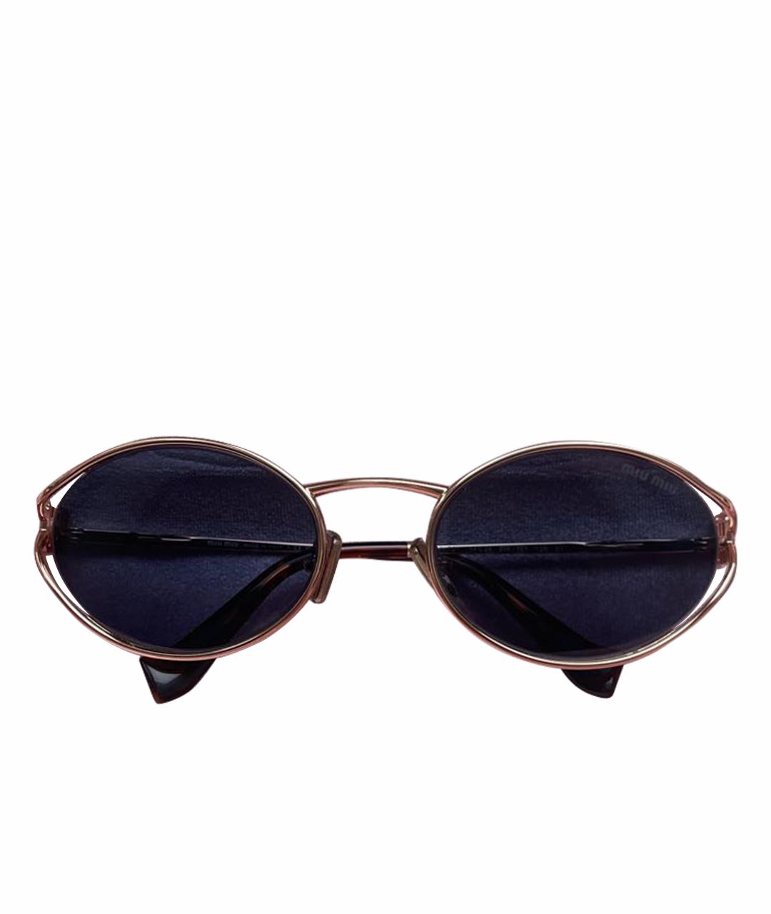 MIU MIU Золотые металлические солнцезащитные очки, фото 1