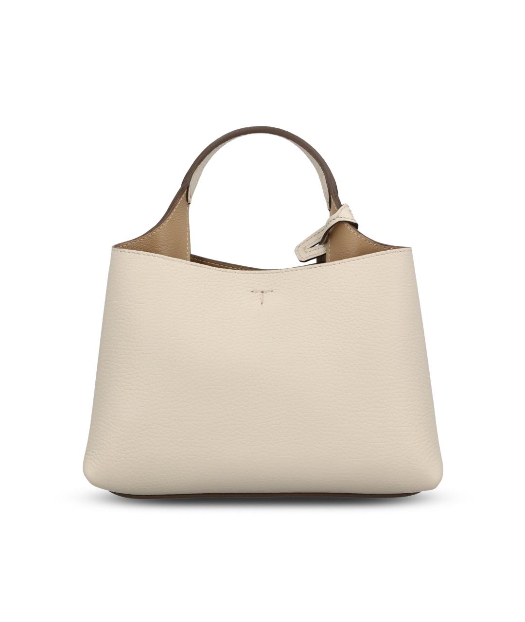 TOD'S Белая кожаная сумка тоут, фото 4