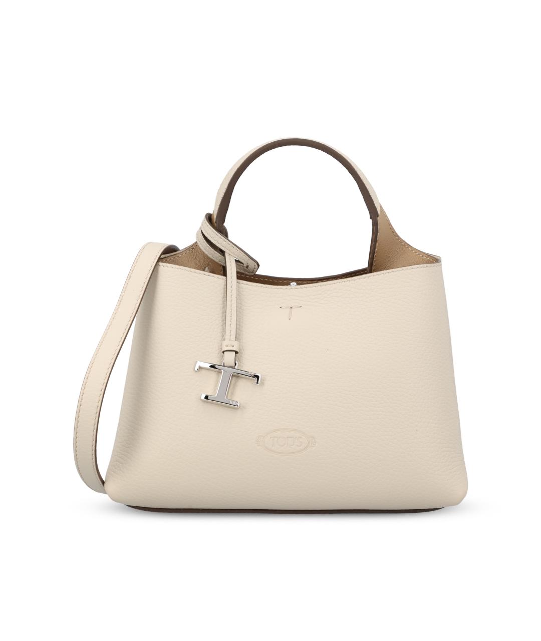 TOD'S Белая кожаная сумка тоут, фото 1