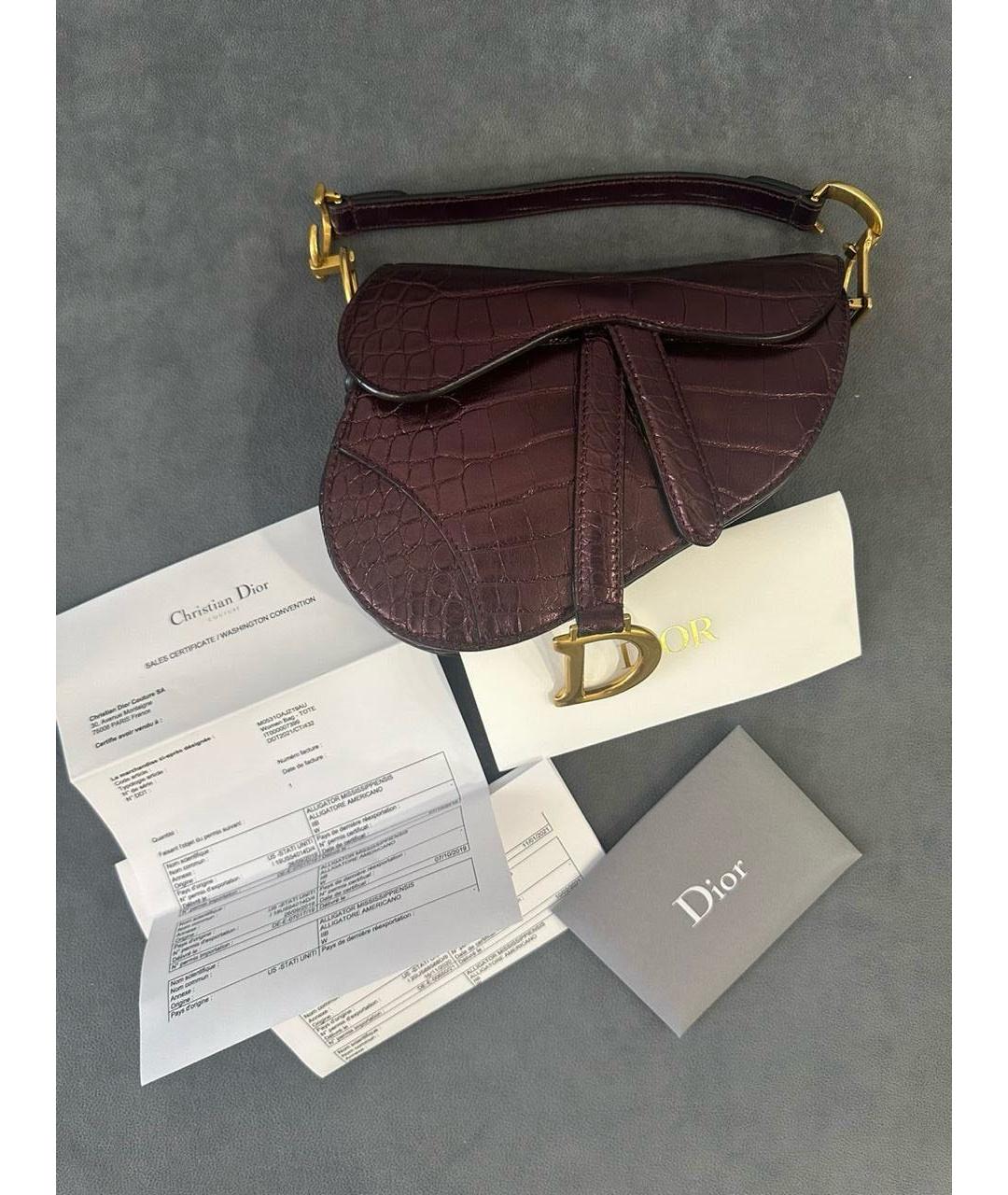 CHRISTIAN DIOR Бордовая сумка с короткими ручками из экзотической кожи, фото 8