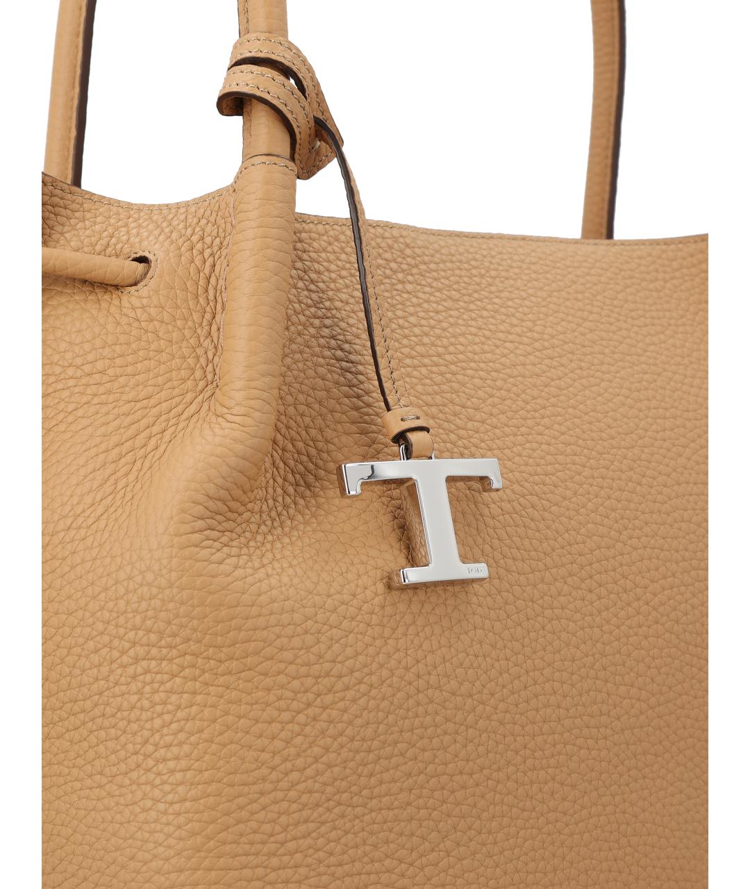TOD'S Бежевая кожаная сумка с короткими ручками, фото 3