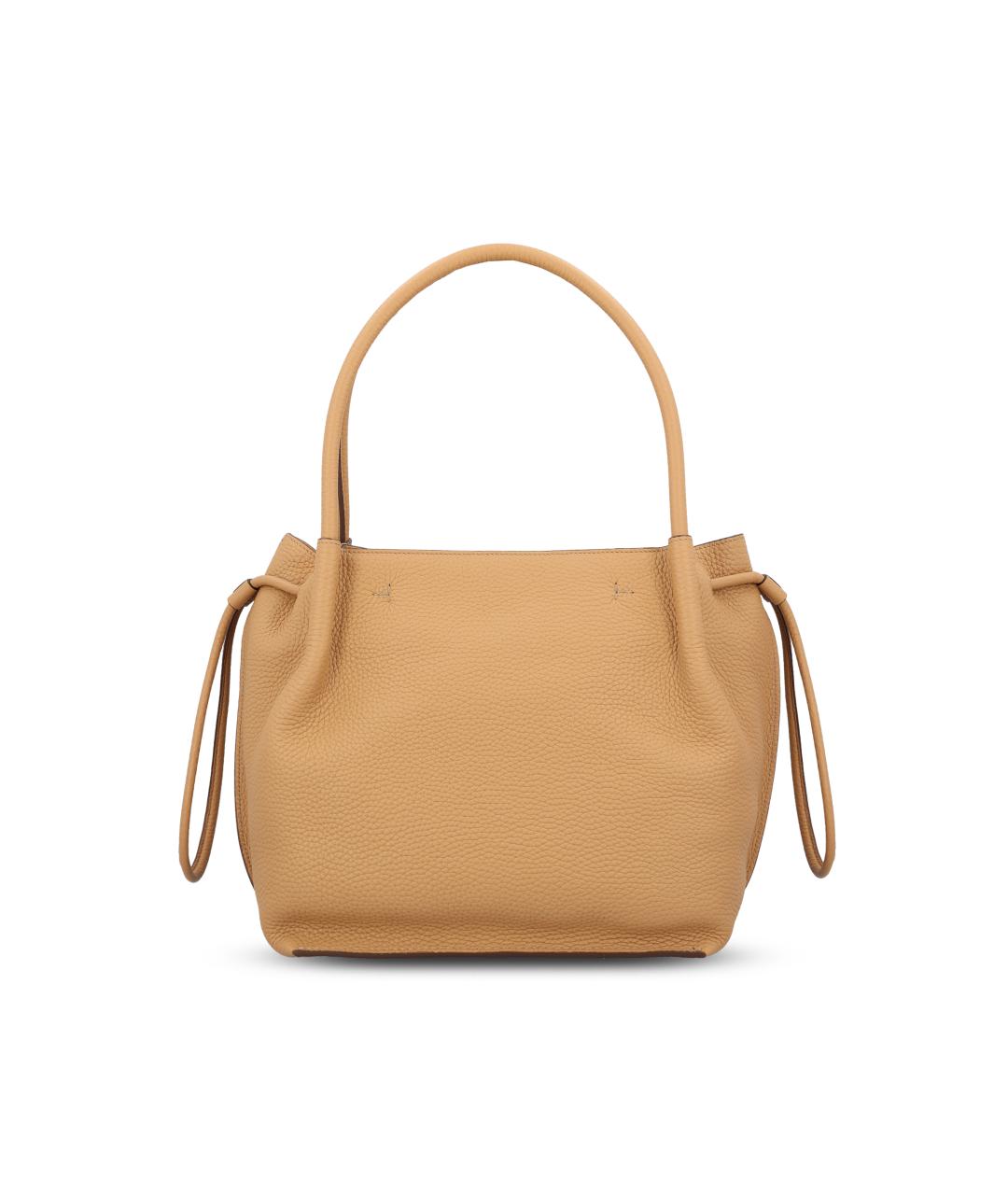 TOD'S Бежевая кожаная сумка с короткими ручками, фото 4