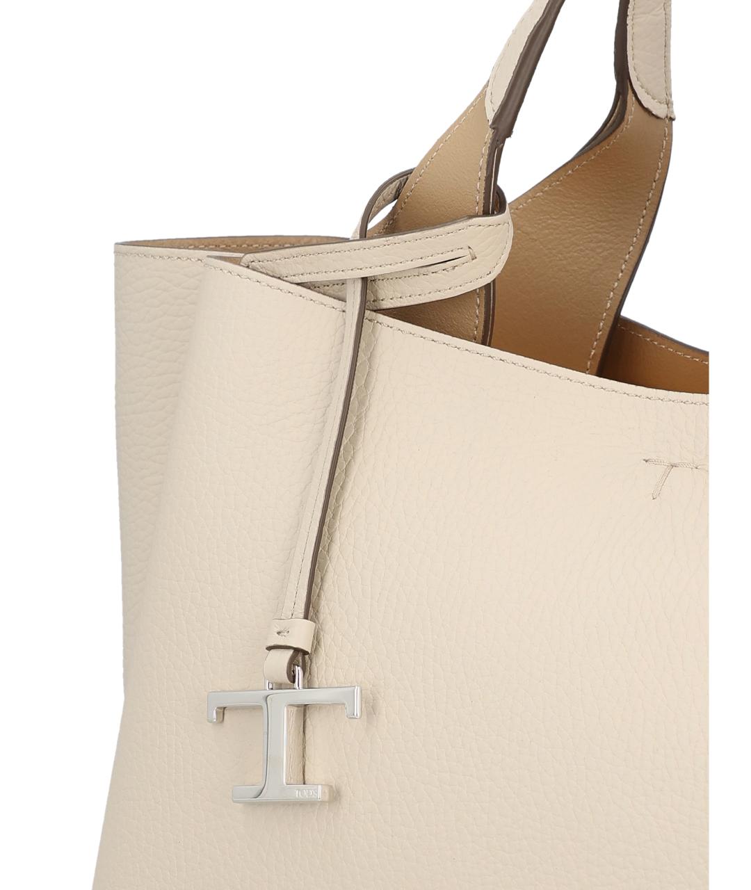 TOD'S Белая кожаная сумка тоут, фото 3