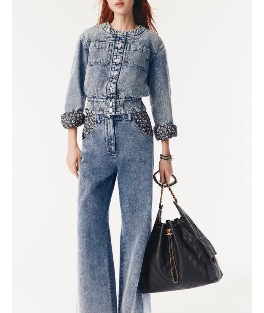 CHANEL Голубые хлопковые джинсы клеш, фото 2