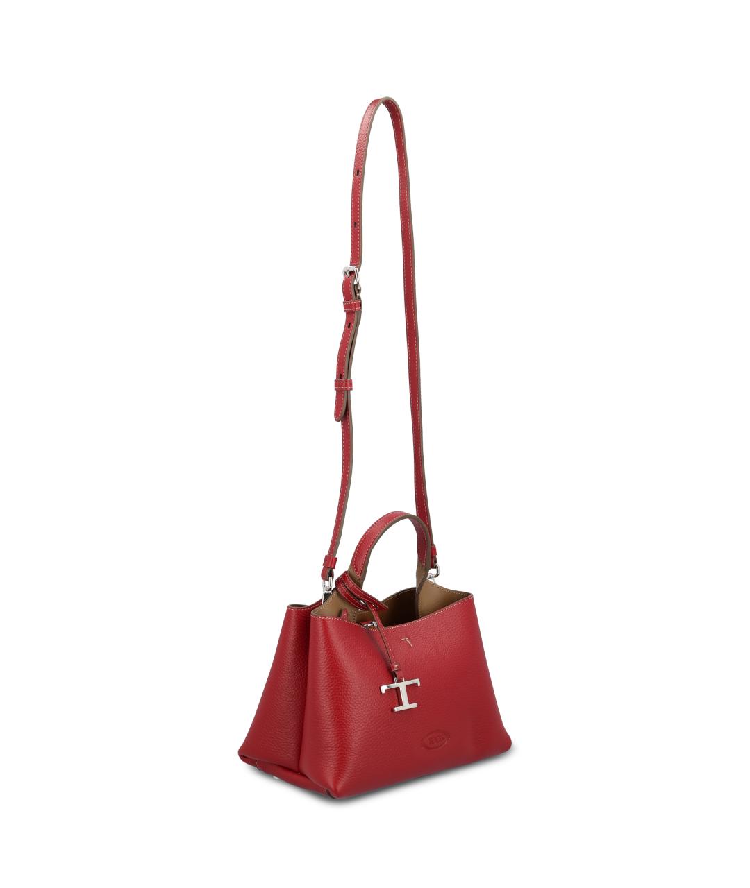 TOD'S Красная кожаная сумка тоут, фото 2