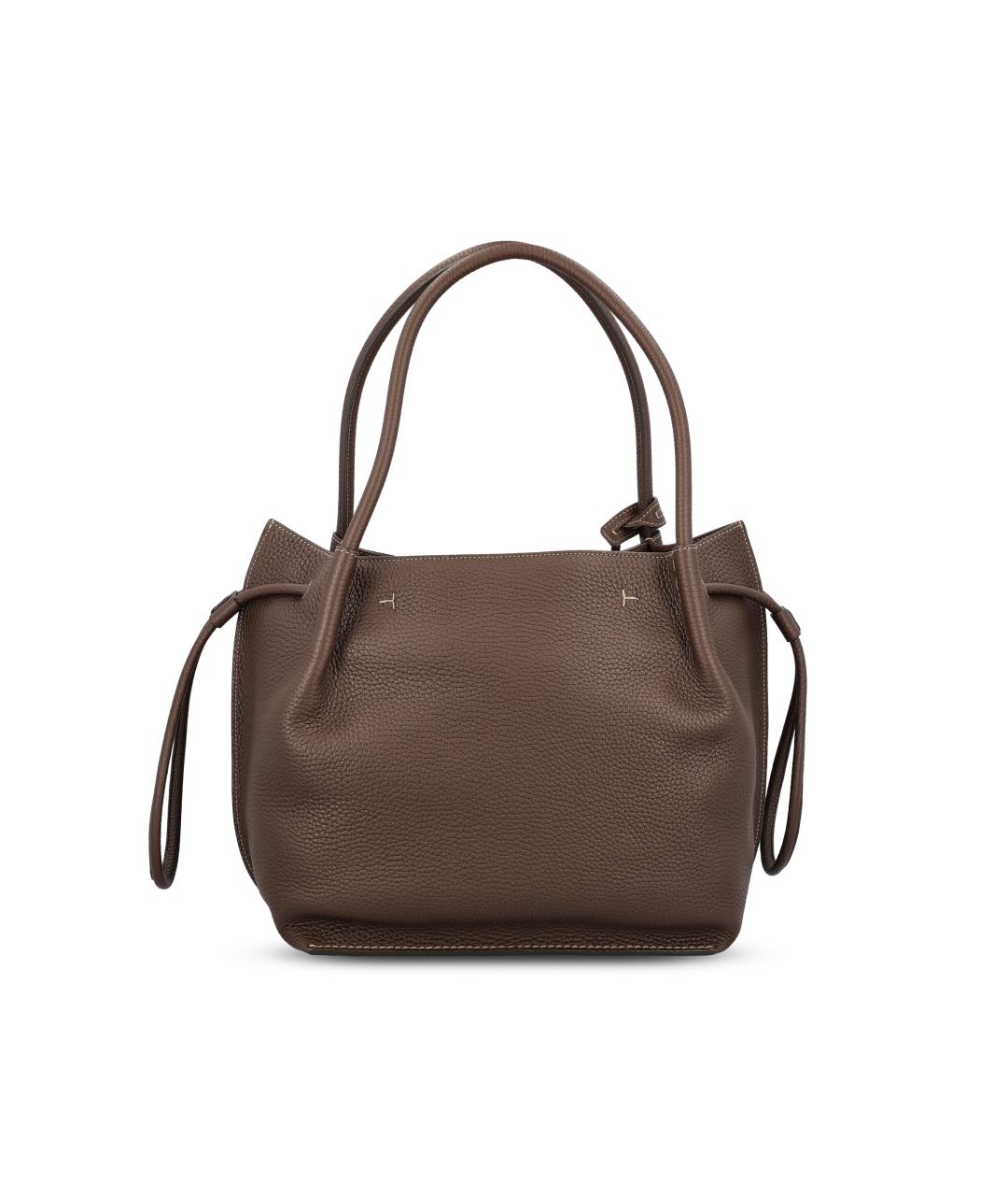 TOD'S Коричневая кожаная сумка с короткими ручками, фото 4