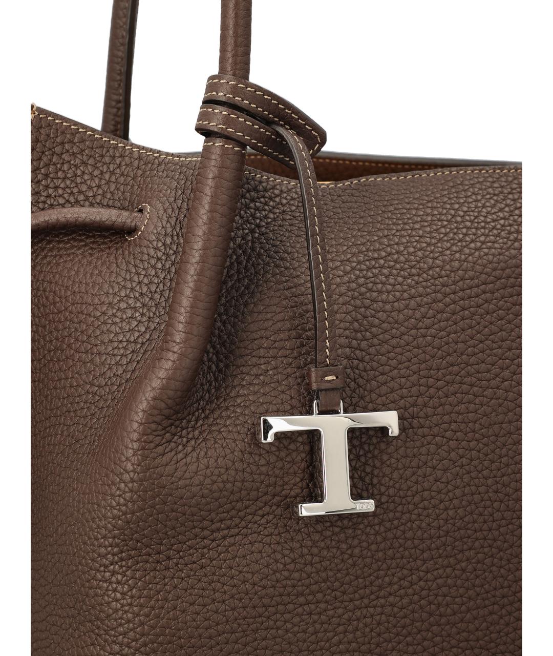 TOD'S Коричневая кожаная сумка с короткими ручками, фото 2