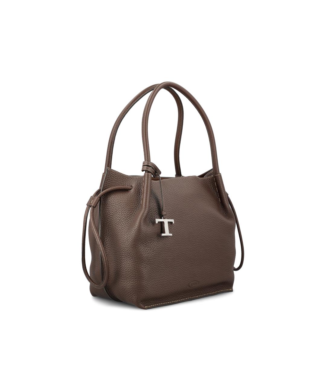 TOD'S Коричневая кожаная сумка с короткими ручками, фото 3