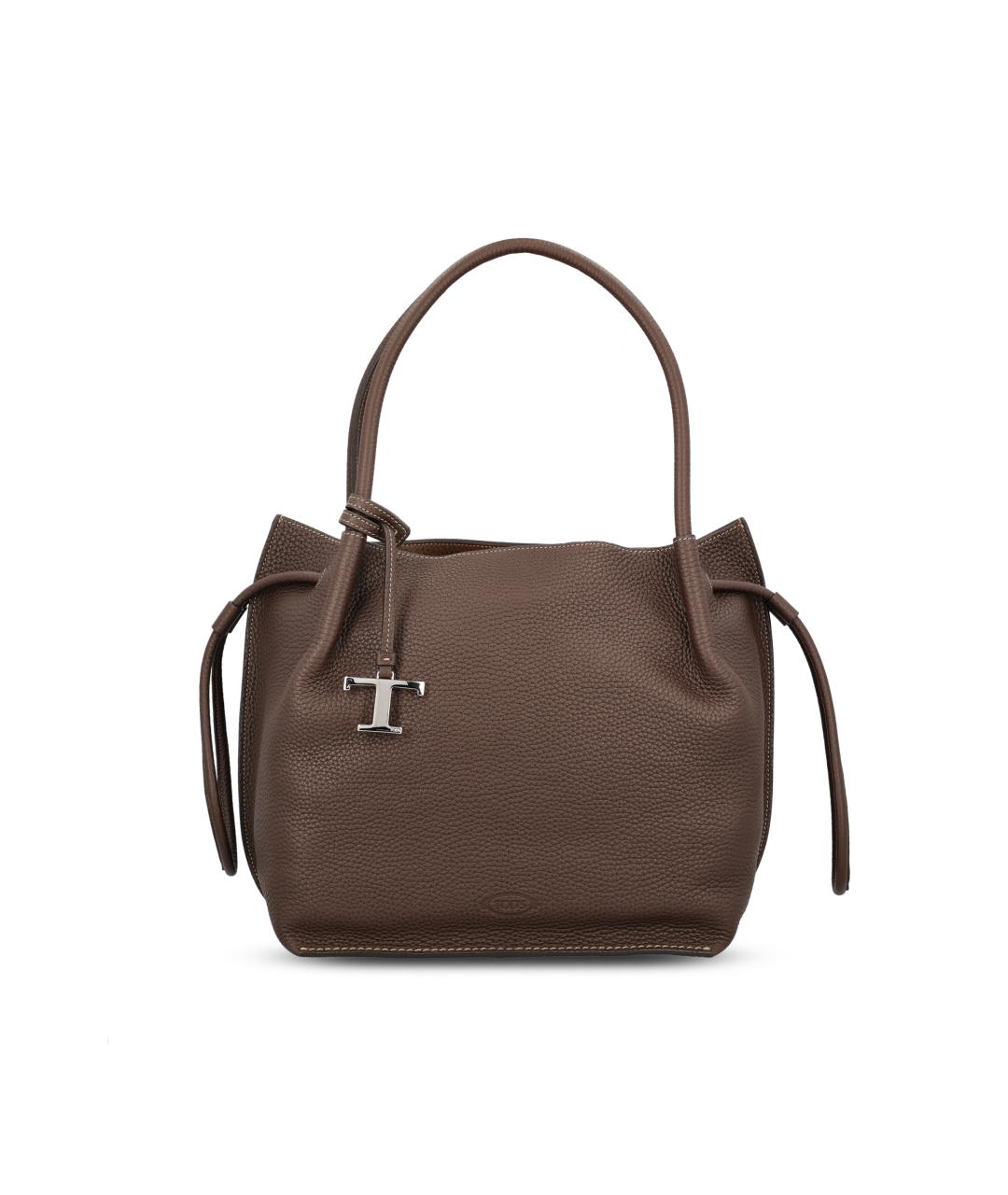 TOD'S Коричневая кожаная сумка с короткими ручками, фото 1