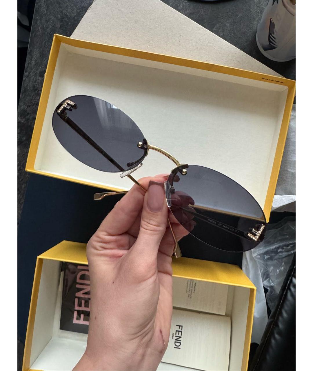FENDI Темно-синие металлические солнцезащитные очки, фото 3