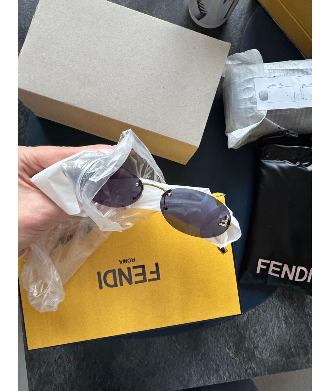 FENDI Темно-синие металлические солнцезащитные очки, фото 5
