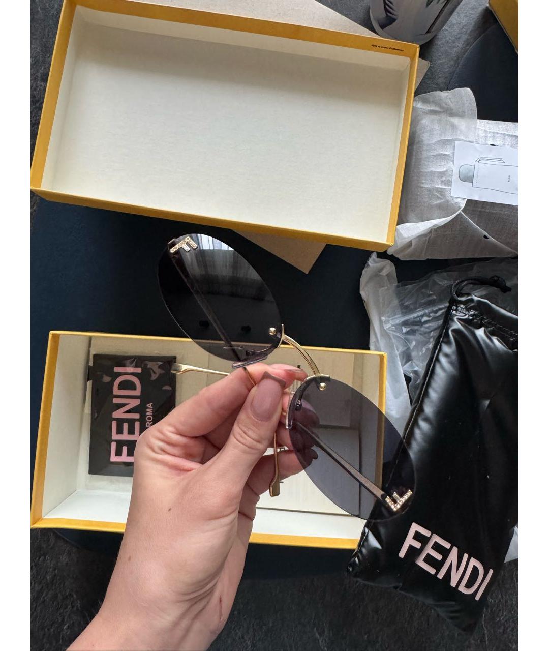 FENDI Темно-синие металлические солнцезащитные очки, фото 2