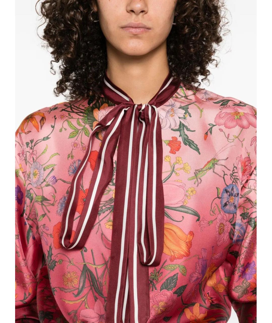 GUCCI Розовая шелковая блузы, фото 3