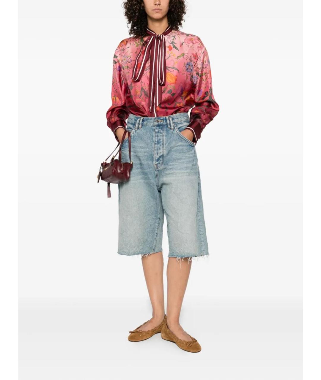GUCCI Розовая шелковая блузы, фото 2