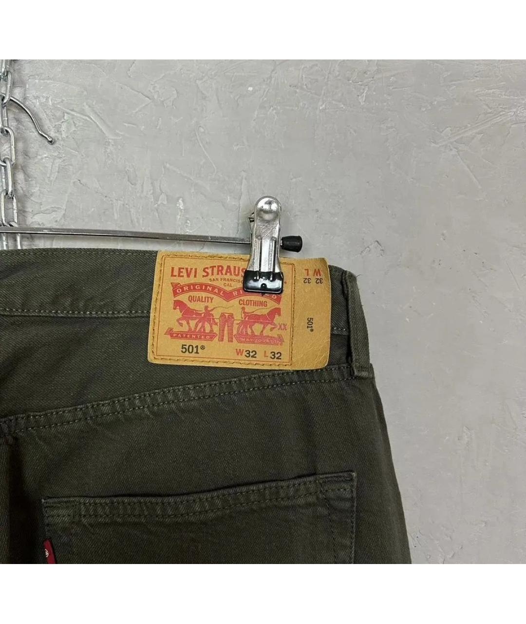 LEVI'S Зеленые хлопковые прямые джинсы, фото 4